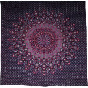 BOB Batik indický přehoz na postel Bubble Mandala fialová 220 x 200 cm bavlna. King size. Dvoulůžko.
