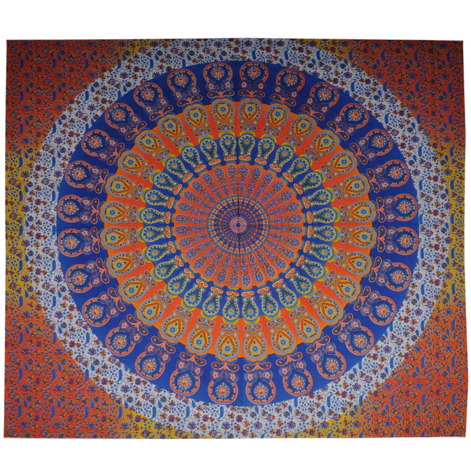 BOB Batik indický přehoz na postel Peacock oranžový modrý 230 x 210 cm bavlna. King size. Dvoulůžko. | SoNo spol. s r.o.