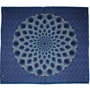 BOB Batik indický přehoz na postel Paví oko modrý 230 x 210 cm bavlna. King size. Dvoulůžko.