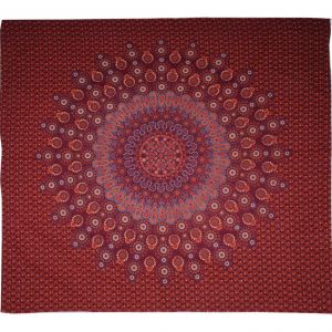 BOB Batik indický přehoz na postel Bubble Mandala červená 220 x 200 cm bavlna. King size. Dvoulůžko.