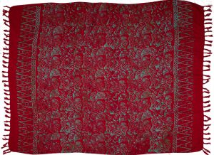 Sarong batikovaný, Paisley, pareo BO Batik, červený