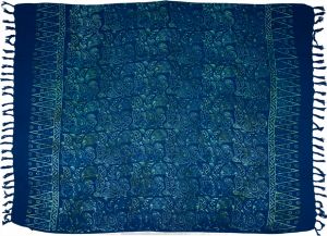Sarong batikovaný, Paisley, pareo BO Batik, modrý