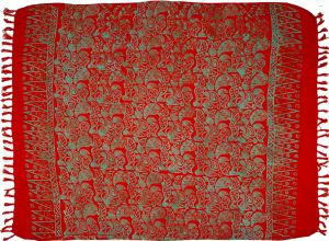 Sarong batikovaný, Paisley, pareo BO Batik, oranžový