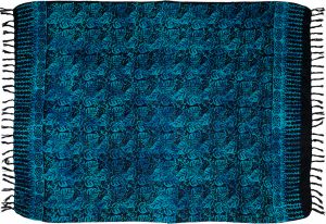 Sarong batikovaný, pareo BOB Batik, Floral Paisley modrý