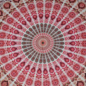 BOB Batik indický přehoz na postel Peacock červený, růžový, bílý 230 x 220 cm bavlna. King size. Dvoulůžko. | SoNo spol. s r.o.