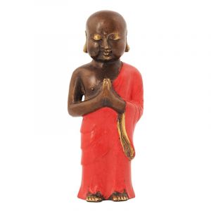 Soška Buddhistický mnich kov 19 cm červená bronz