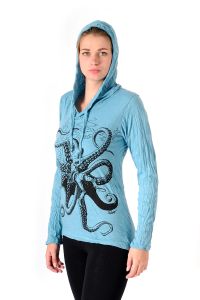 Dámská mikina Sure s kapucí Chobotnice tyrkysová | S, M, L, XL