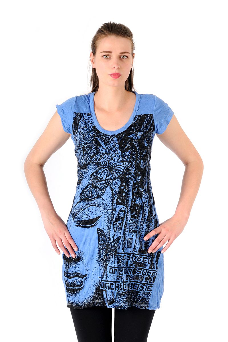 Šaty Sure mini krátký rukáv Buddha modré - | SoNo spol. s r.o.