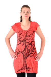 Šaty Sure mini krátký rukáv Strom života červené | S, M, L, XL