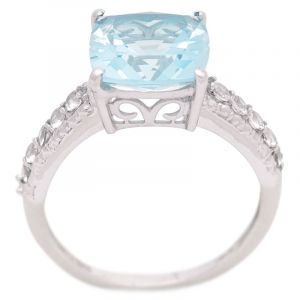 Stříbrný prsten s Sky Blue topazem a zirkony Ag 3,4 g | 56