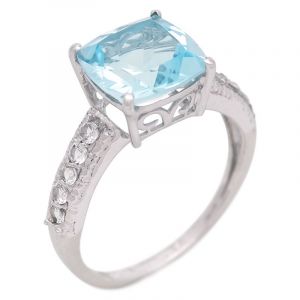 Stříbrný prsten s Sky Blue topazem a zirkony Ag 3,4 g | SoNo spol. s r.o.
