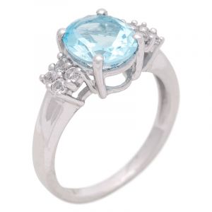 Stříbrný prsten s Sky Blue topazem a zirkony Ag 3,8 g | SoNo spol. s r.o.