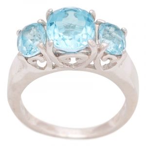 Stříbrný prsten s Sky Blue topazy Ag 6,6 g | 55