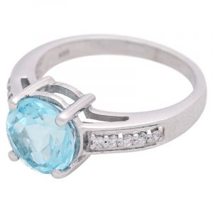 Stříbrný prsten s Sky Blue topazem a zirkony Ag 4,3 g | SoNo spol. s r.o.