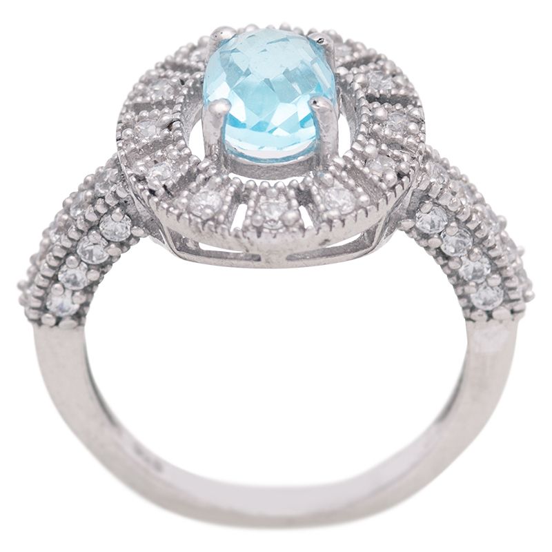 Stříbrný prsten s Sky Blue topazem a zirkony Ag 4,8 g - | SoNo spol. s r.o.