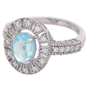 Stříbrný prsten s Sky Blue topazem a zirkony Ag 4,8 g | SoNo spol. s r.o.