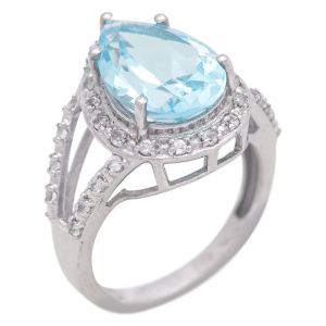 Stříbrný prsten s Sky Blue topazem a zirkony Ag 6,5 g | SoNo spol. s r.o.