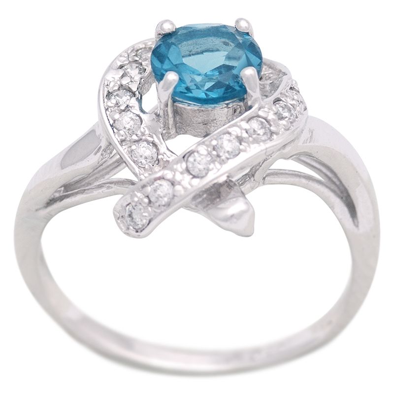 Stříbrný prsten s Swiss Blue topazem a zirkony Ag 3,5 g - 58 | SoNo spol. s r.o.