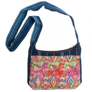 Dámská bavlněná taška přes rameno vyšívaná barevná 23 x 30 cm B