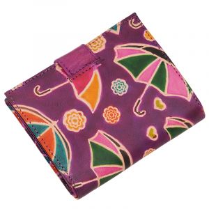 Dámská kožená peněženka Miss Deštníky fialová