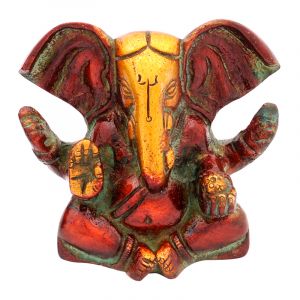 Kovová soška Ganesh 7,5 cm patina červená mosaz