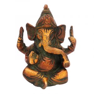Kovová soška Ganesh 9 cm patina mosaz
