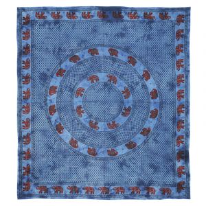 BOB Batik indický přehoz na postel Sloni modrý 230 x 205 cm bavlna