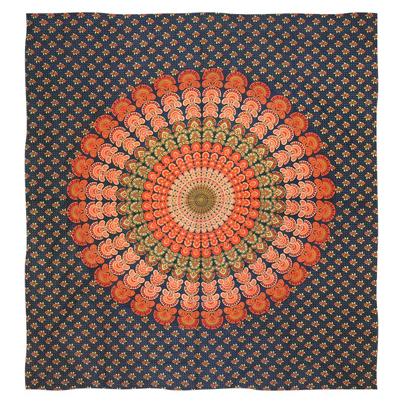 BOB Batik indický přehoz na postel Peacock modrý - oranžový 225 x 200 cm bavlna | SoNo spol. s r.o.