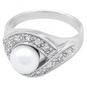 Stříbrný prsten s perlou a zirkony Ag 5,3 g | SoNo spol. s r.o.