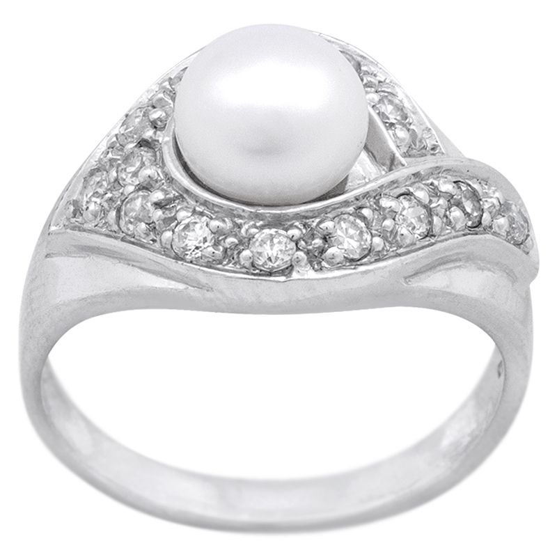Stříbrný prsten s perlou a zirkony Ag 5,3 g | SoNo spol. s r.o.