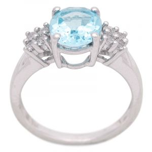 Stříbrný prsten s Sky Blue topazem a zirkony Ag 3,8 g | SoNo spol. s r.o.
