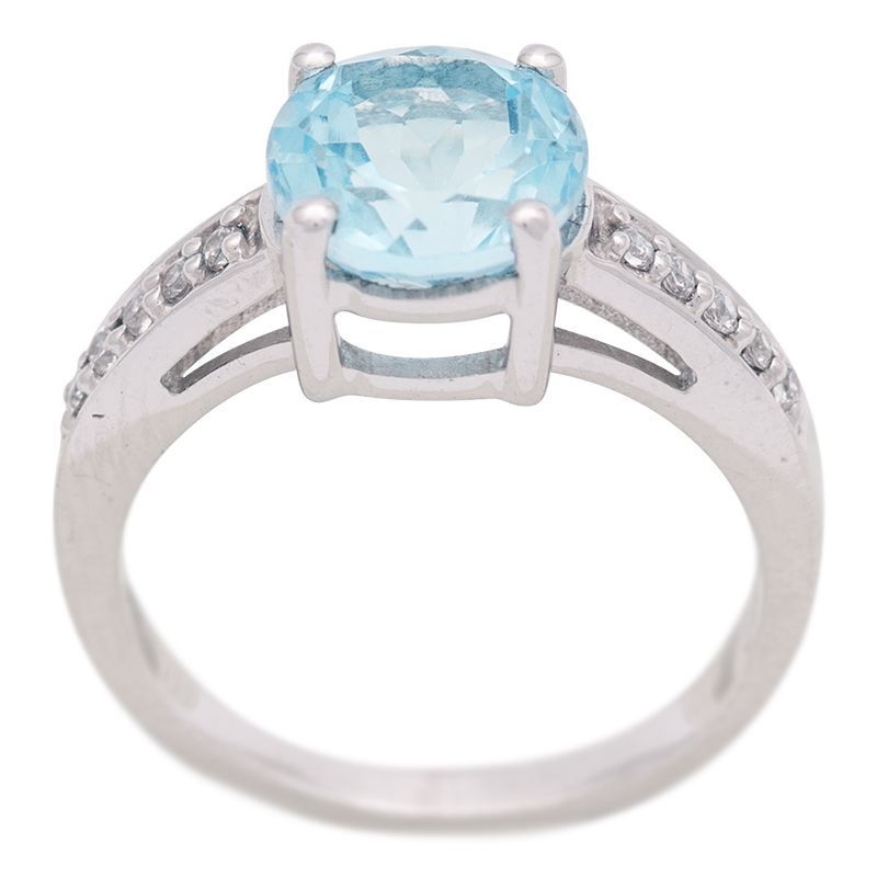 Stříbrný prsten s Sky Blue topazem a zirkony Ag 4,3 g | SoNo spol. s r.o.