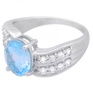 ShopBOB stříbrný prsten s Sky Blue topazem a zirkony Ag 5,2 g | SoNo spol. s r.o.