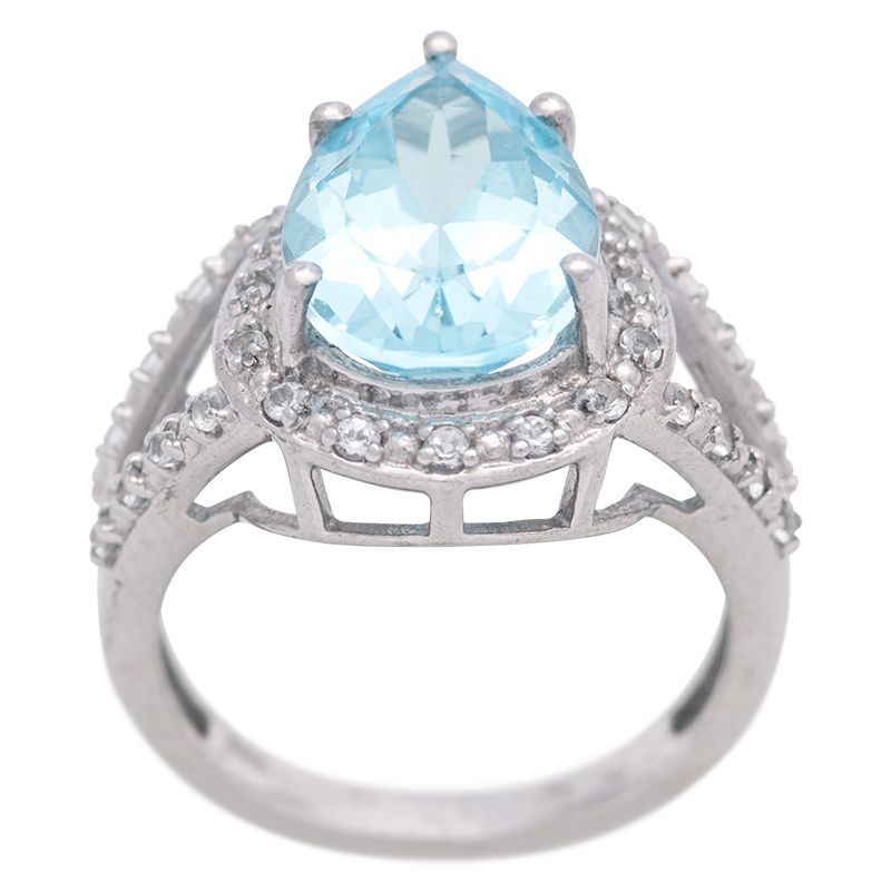 Stříbrný prsten s Sky Blue topazem a zirkony Ag 6,5 g | SoNo spol. s r.o.
