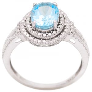 Stříbrný prsten s Sky Blue topazem Ag 3,4 g | 57