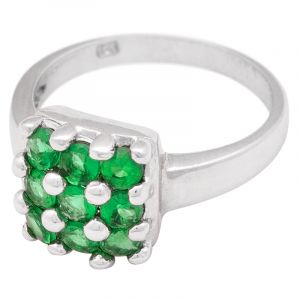 Stříbrný prsten se zelenými zirkony Ag 4,6 g square | SoNo spol. s r.o.