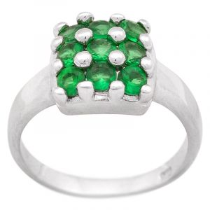 Stříbrný prsten se zelenými zirkony Ag 4,6 g square - 53 | SoNo spol. s r.o.